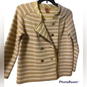 Tory Burch Gold Merino Wool Sweater Jacket size Large
